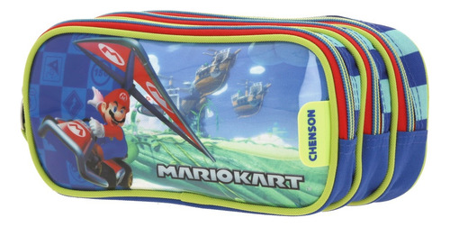 Lapicera Mariokart Glider Azul 3 Cierres Mb66137 Chenson Estampado