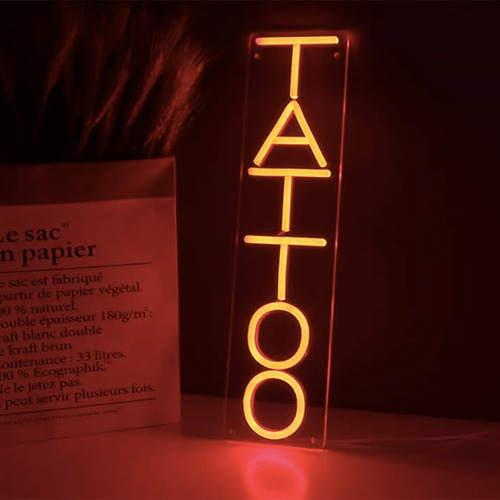Luz Led Letrero De Neón Lámpara Tatuaje Tattoo Tatuador Rojo
