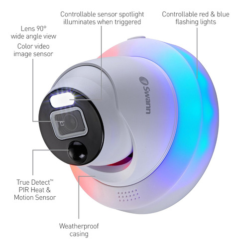 Cámara De Seguridad Tipo Domo Con Luz Intermitente Dvr Adici