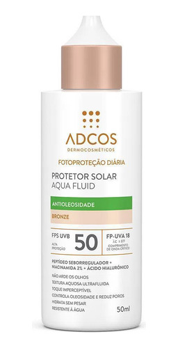 Protetor Solar Aqua Fluid Fps 50 Bronze 50ml Adcos