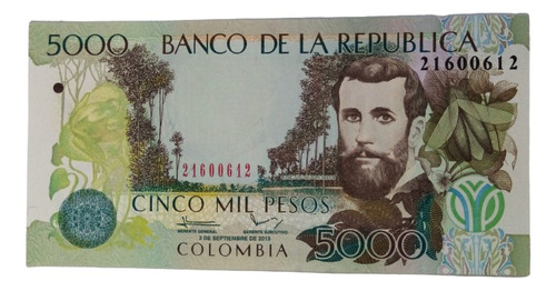 Billete 5000 Pesos Serial Radar 21600612 02/sep/2013 Unc