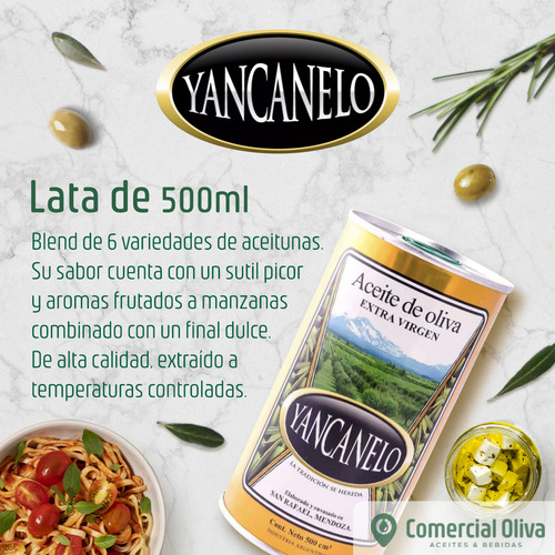 Aceite De Oliva Extra Virgen Yancanelo 500 Ml X 6 U