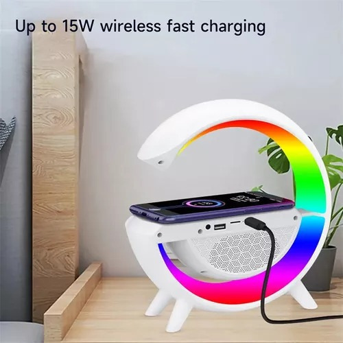 Parlante Bluetooth Cn Cargador Inalámbrico + Lámpara Led Rgb