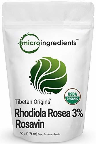 Pura Orgánica Rhodiola Rosea En Polvo, 50 Gramos, Súper Extr