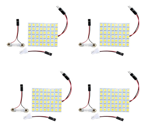 Kit 4 Placa Super Led Forte Carro 12v Iluminação Interna Pés