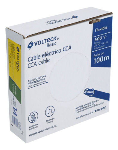 Cable Eléctrico Cal 14 Alucobre 100 M Verde Volteck Cca-14v