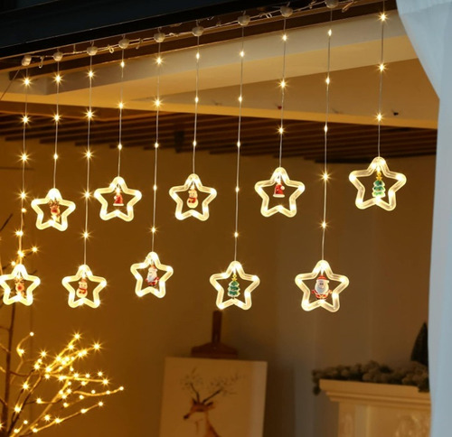 Serie Luces Led Estrellas Navideñas 3m 10tiras 100focos 2pz