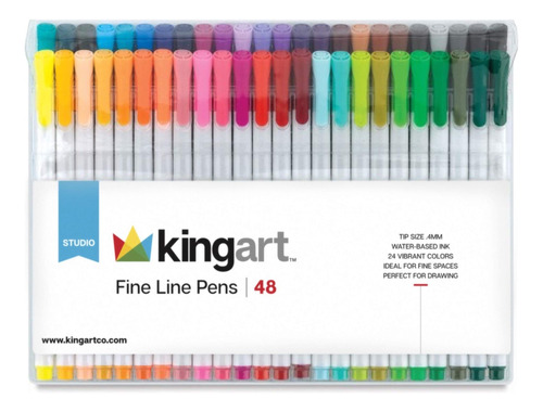 Rotuladores Tinta Color Línea Fina Kingart, Juego 48 Colores