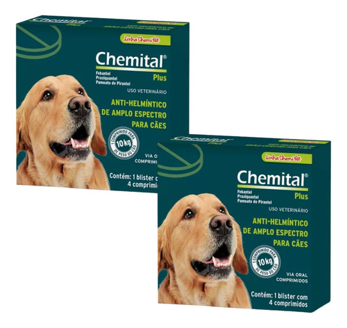 Chemital Plus Para Cães 2unidades Vermífugo Para Cachorro 