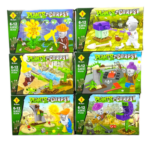 Set 6 Plantas Vs Zombie Bloques De Construcción Bricks 217pc