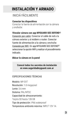 Myguard Camara Exterior Wifi Infrarrojo Con Sd De 16 Gb