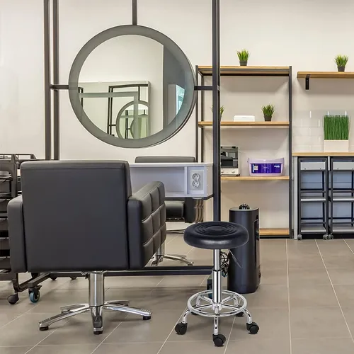 Taburete Piso Bar Ajustable Giratorio Con Ruedas
