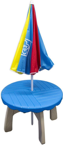 Imagen 2 de 5 de Mesa Picnic Niños Mesita 4 Bancas Y Sombrilla Multicolor