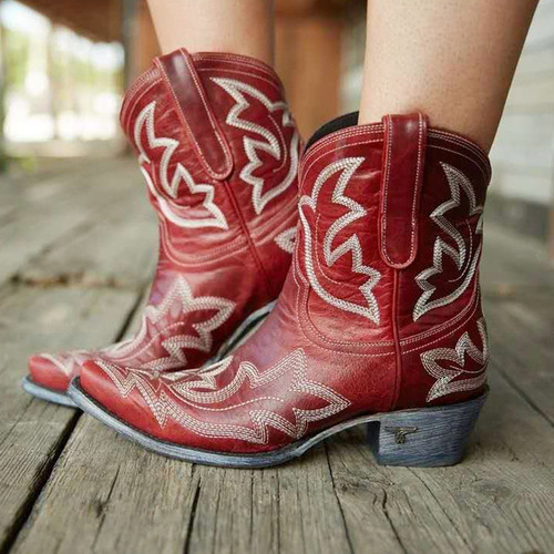 Botas Vaqueras Western Estilo Etnico Puntiagudas Bordadas