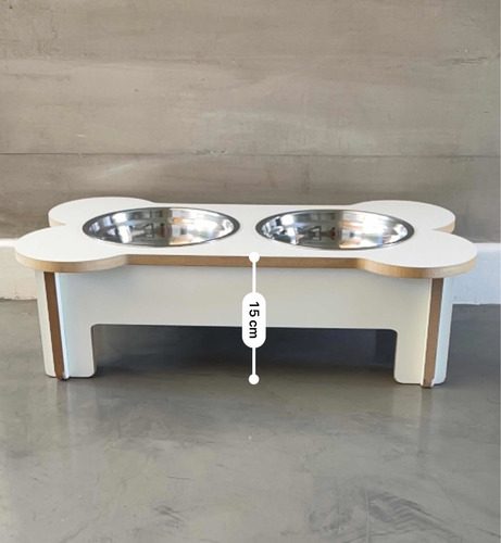 Imagen 7 de 7 de Comedero En Altura Para Perros De Madera Forma Huesito 15cm