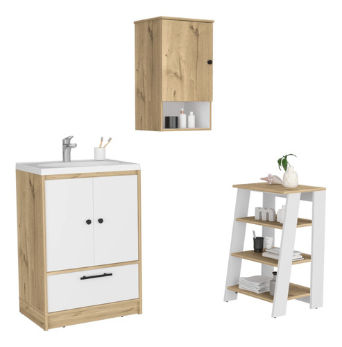 Mueble Lavamas + Mueble Optimiz + Mueble Boti - Duna/blanco