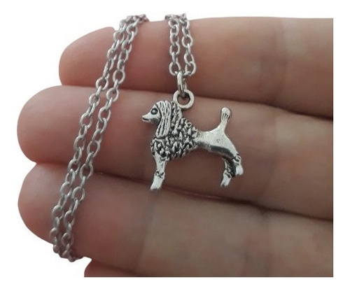 Collar Metal Plateado Dije Colgante Doble Faz Perrito Pood 