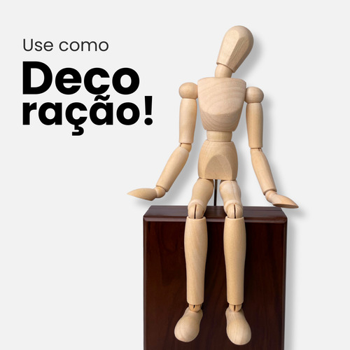 Boneco Articulado 30cm Manequim De Madeira Clara Decoração