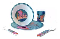 Comprar Set De 5 Piezas Peppa Pig Melamina Vaso Plato Bowl Cubiertos Celeste Peppa Pig