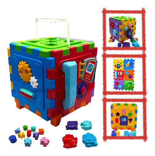 Cubo Didático Formas De Encaixar Telefone Brinquedo Educativ