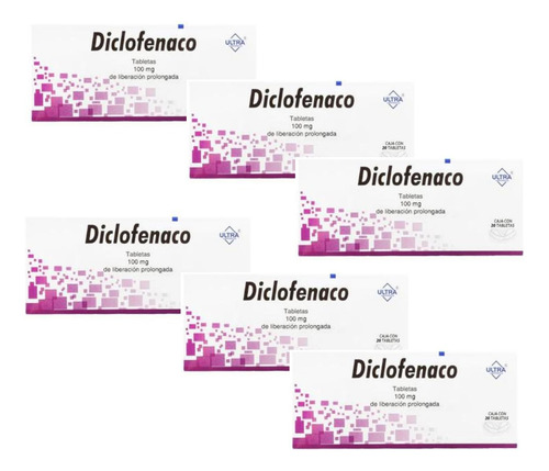Diclofenaco 100 Mg C/20 Tab Pack C/6 Cajas
