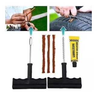 Imagen 2 de 2 de Kit Para Reparar Pinchazos De Cauchos Con Parches Gusanos