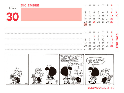 Calendário de mesa Maflada 2024 com caixa vermelha