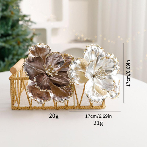 2 Adornos Navideños Artificiales Con Flores Para , Flores