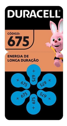 Pilha Auditiva 675 Duracell Original C/6 Longa Duração
