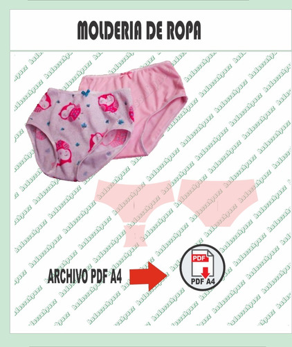 Molde  Imprimible En Pdf A4 Bombacha Niñas