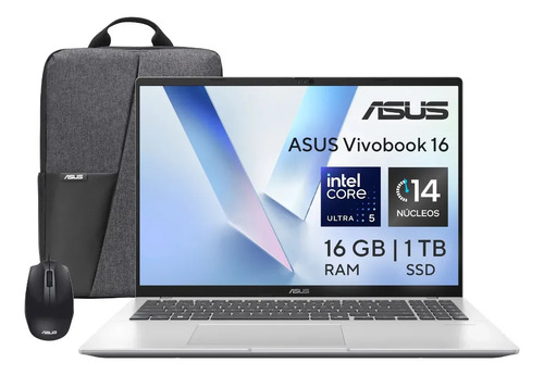 Laptop Asus Vivobook 16  Ultra5225H  16gb 1tbssd+ Mochila y Mouse