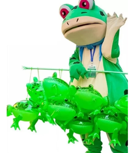 10 Ranas Inflables Luz Led Decoración Alberca Playa Fiesta Verde