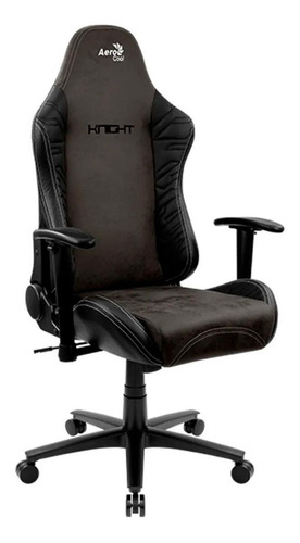 Imagen 2 de 5 de Silla de escritorio AeroCool Knight gamer ergonómica iron black con tapizado de cuero sintético y gamuza