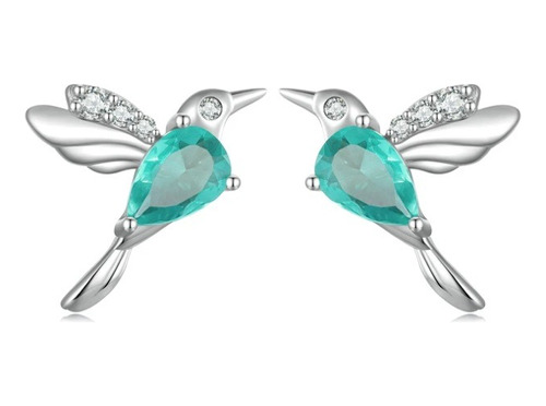 Aretes Para Mujer Pájaro Colibrí Con Cristal En Plata 925