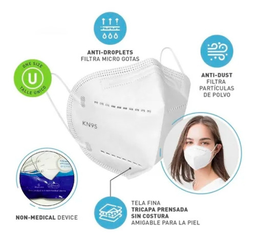 Kn#95 Barbijo Mascarilla X10 Unidades Tapaboca Protectora