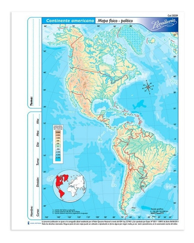 Mapa Continente Americano Rivadavia Nº 3 Físico Político X20