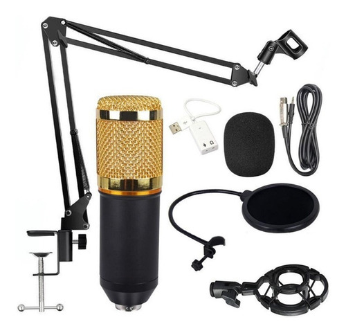Micrófono Toptecnouy BM-800 Condensador Unidireccional color negro/dorado