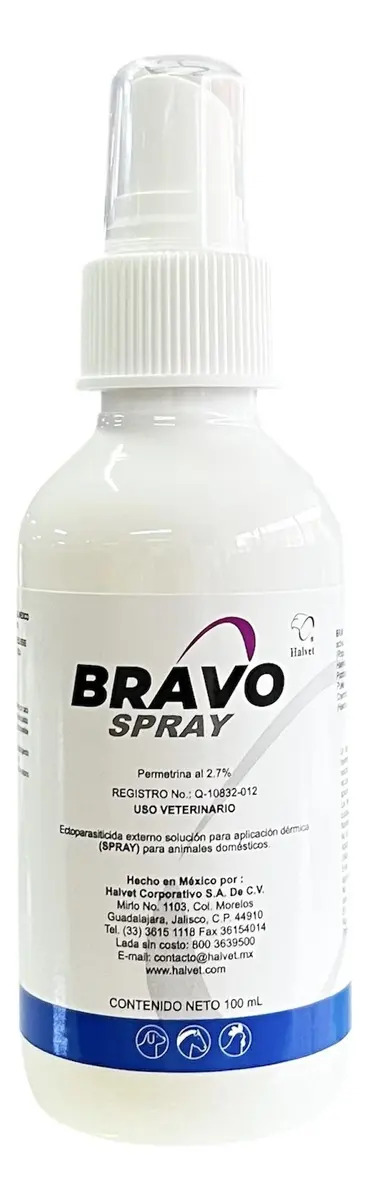 Bravo Spray Antipulgas, Garrapatas, Moscas, Ácaros, Piojos 100 Ml