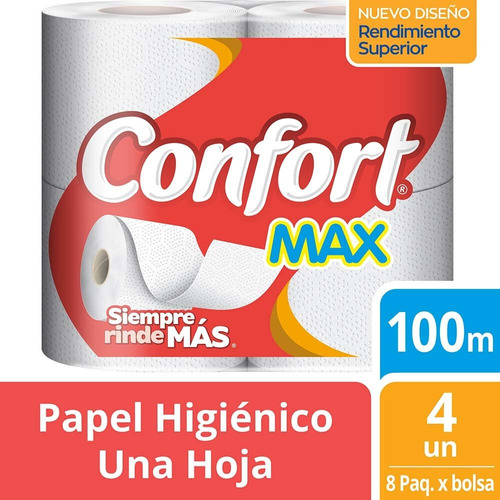 Papel Higiénico Confort Max 4 Un 100 Mt