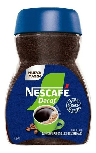 5 Pzas Café Descafeinado Soluble Nescafé Decaf Frasco 40g