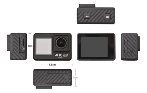Cámara De Acción Uhd De 4k Y 60fps Con Pantalla Dual Y Wifi