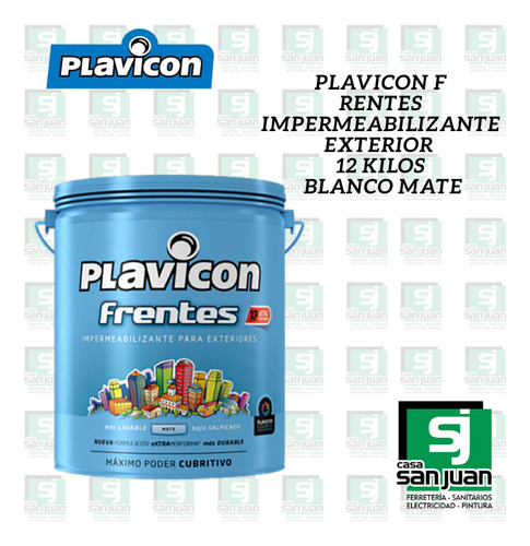 Látex Frentes Impermeable 12 Kg Blanco Mate Plavicon Beige