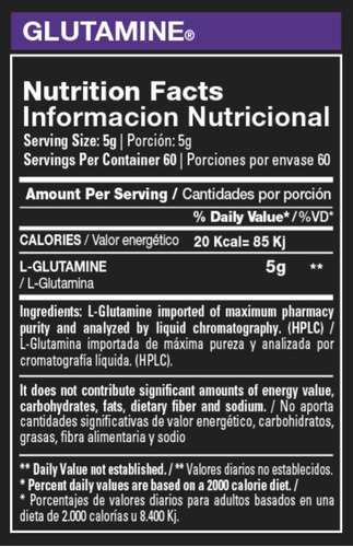 Imagen 2 de 3 de Suplemento En Polvo Xtrenght Nutrition Glutamina De 300g