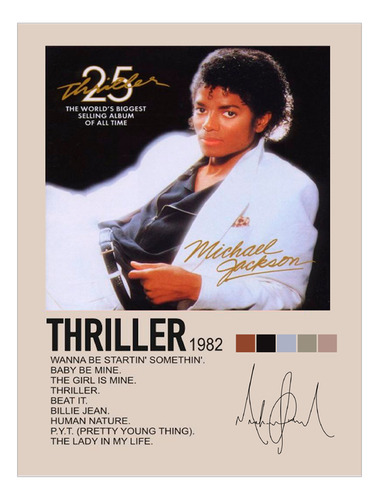 Poster  Fotografico Michael Jackson Thriller Firma 45x30 
