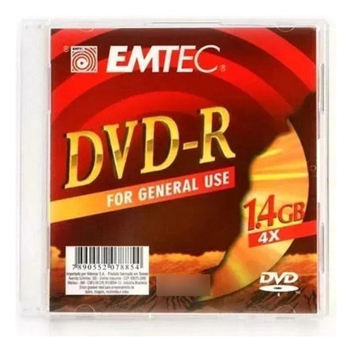 Mídia Mini Dvd-r 4x Emtec 1.4gb Para Filmadora 10 Unidades