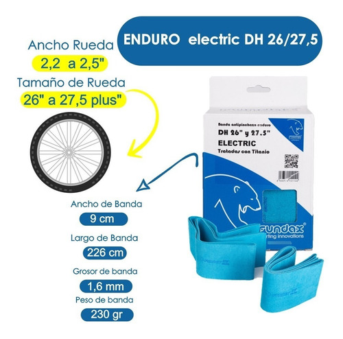 Pack 2 Bandas Antipinchazo Fundax 26 /27,5 +plus Electric Dh