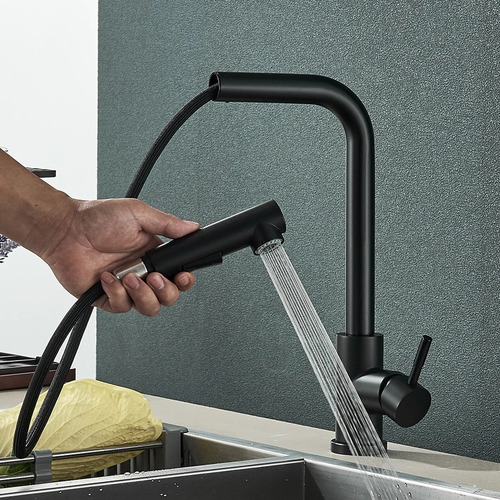 Llave Monomando Para Fregadero Nioval 5979 Acabado Mate Color Negro