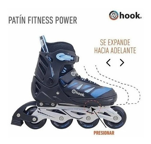 Patines En Linea Hook Fitness Power X Blu Regulables Abec-5