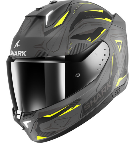 Casco De Moto Shark Skwal I3 Linik Gris/ Amarillo Con Led 