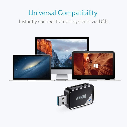 Leitor De Cartão Sd Anker 2 Em 1 Usb 3.0 Sdxc Sdhc Sd Mmc